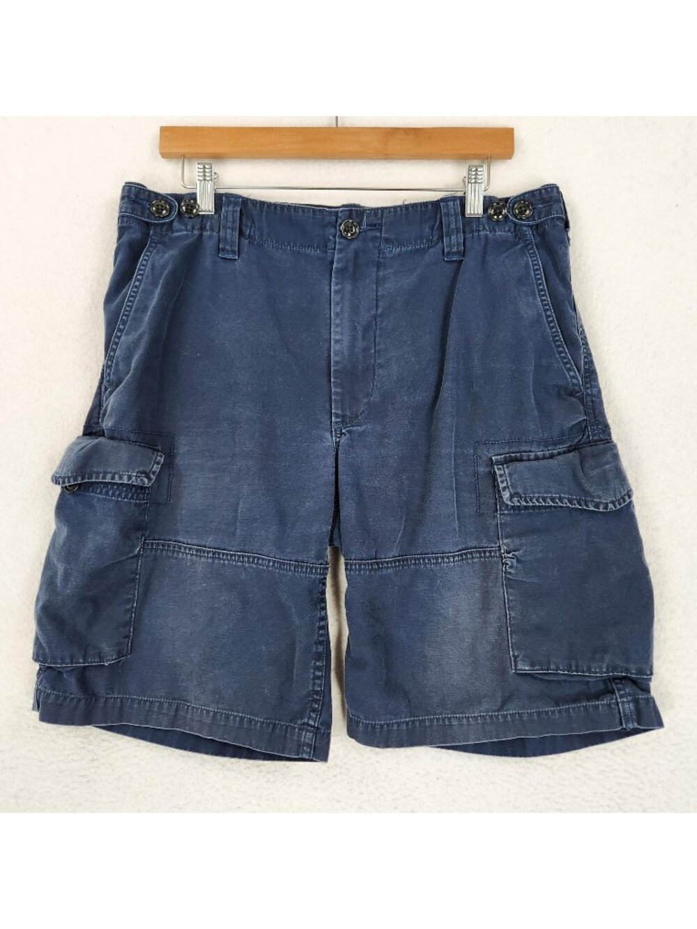 Polo Ralph Lauren Shorts Mens 33 Faded Blue Cargo Canvas Classic Fit 1967 Cotton
